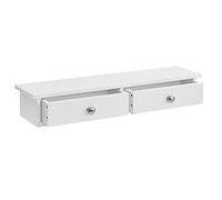 [en.casa] Estantería de Pared Geeste con 2 Cajones Mesita de Noche Flotante Estante con Cajón para Recibidor Dormitorio Baño máx.15kg Aglomerado MDF 60 x 15 x 10 cm - Blanco