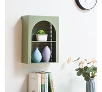 [en.casa] Estantería de Pared Jäller con 2 Compartimentos Abiertos Diseño Arqueado Estante Mural para Salón Dormitorio Entrada Metal 40 x 30 x 13 cm - Verde