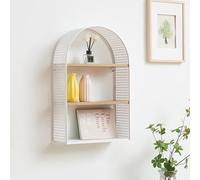 [en.casa] Estantería de Pared Jäller con 3 Estantes Diseño Arqueado Estante Mural para Salón Dormitorio Entrada Metal 53 x 35 x 14 cm - Blanco