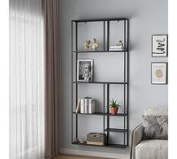 [en.casa] Estantería de Pared Jämijärvi Estante Mural con Varios Compartimentos Abiertos Mueble de Salón Baño Cocina Pasillo Acero Duradero 180 x 80 x 18 cm - Negro Mate