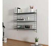 [en.casa] Estantería de Pared Strängnäs Estante Mural Baldas de 3 Niveles Mueble de Salón Despacho Acero Duradero 50 x 60 x 15 cm - Antracita