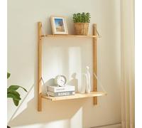 Estantería de pared tingvoll con 2 estantes 85x65x25cm - bambú [en.casa]