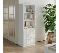 [en.casa] Estantería de Pie Les Librería de Salón Biblioteca con 3 Cajones y 3 Compartimentos Abiertos Oficina 180 x 60 x 35 cm - Blanco