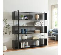 [en.casa] Estantería de pie Randaberg con 3 Compartimentos Abiertos Librería de Salón para Oficina Despacho Metal Aglomerado 180 x 180 x 33 cm - Negro