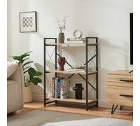 Estantería de pie skørping de 3 niveles 90x65x30 cm - negro/efecto roble [en.casa]