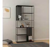 [en.casa] Estantería de Pie Vehmaa con 7 Compartimentos Abiertos + 2 Paneles Perforados Librería para Salón Oficina Dormitorio Estilo Industrial Estable Sostenible Acero 188 x 90 x 35 cm - Negro