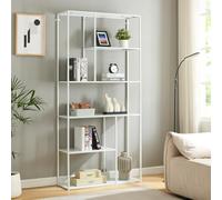[en.casa] Estantería de Pie Vehmaa con 7 Compartimentos Abiertos Librería para Salón Oficina Dormitorio Estilo Industrial Estable Sostenible Acero 188 x 90 x 35 cm - Blanco