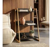 [en.casa] Estantería escalonada Kuomi 84 x 53 x 47 cm - Beige/Gris Oscuro | Estantería de pie 3 niveles moderna mesa auxiliar para salón pasillo dormitorio patas de metal mueble 2 en 1