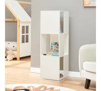 [en.casa] Estantería Giratoria Fjelmarirg de 3 Niveles Compartimentos Semiabiertos Librería para Niños Mueble de Salón Estilo Moderno Estantería de Pie Multiusos Versátil MDF 109 x 34 x 34 cm - Blanco