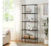 Librería samnanger de 5 niveles aglomerado 180x80x34cm - negro [en.casa]