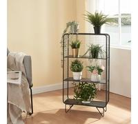 Estantería de pie volda 3 estantes de rejilla metal 90x50x19cm - negro [en.casa]