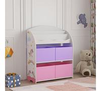 Estantería infantil orust con motivos aglomerado 98x83x30 cm - motivo unicornio rosa/violeta [en.casa]