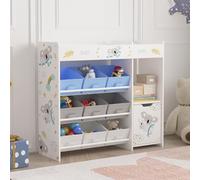 [en.casa] Estantería Infantil Søndreland 80x90x30 cm Motivo de Koala | Librería con diseño infantil, 9 cajas plegables y compartimentos abiertos y cerrado, dormitorio para niños, guardería