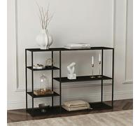 [en.casa] Estantería Isojoki con 5 Compartimentos Mueble de Salón con Estantes Librería de 5 Niveles Estantería de Pie Diseño Industrial Acero 120 x 35 x 87,5 cm - Negro Mate
