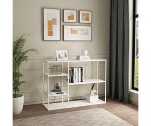 [en.casa] Estantería Isojoki con 5 Compartimentos Mueble de Salón con Estantes Librería de 5 Niveles Estantería de Pie Diseño Industrial Acero 120 x 35 x 87,5 cm - Blanco Mate