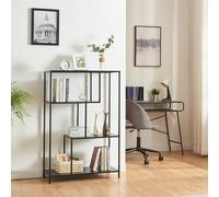 [en.casa] Estantería Multifuncional de 4 Niveles Estantería Independiente para Oficna Sala Mueble Versátil con 4 Compartimentos Acceso Fácil Acero 115x75x35 cm - Negro Mate