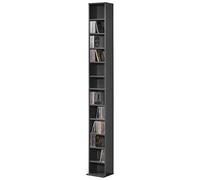 [en.casa] Estantería para CDs Tynset Soporte para DVDs Recuerdos Librería con 12 Compartimientos Estantes Ajustables en Altura Aglomerado 175 x 20 x 20 cm - Gris Oscuro