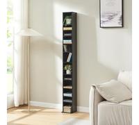 [en.casa] Estantería para CDs Tynset Soporte para DVDs Recuerdos Librería con 12 Compartimientos Estantes Ajustables en Altura Aglomerado 175 x 20 x 20 cm - Negro