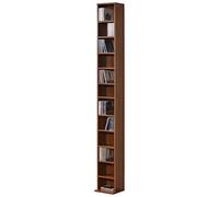 [en.casa] Estantería para CDs Tynset Soporte para DVDs Recuerdos Librería con 12 Compartimientos Estantes Ajustables en Altura Aglomerado 175 x 20 x 20 cm - Efecto Nogal