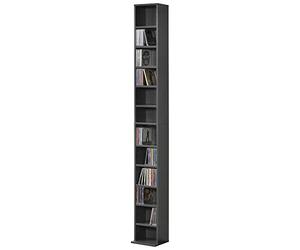 [en.casa] Estantería para CDs Tynset Soporte para DVDs Recuerdos Librería con 12 Compartimientos Estantes Ajustables en Altura Aglomerado 175 x 20 x 20 cm - Gris Oscuro