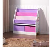 Estantería infantil "Neda" con 3 compartimentos y 2 cajas plegables, diseño con motivos marinos, dimensiones: 74 x 71 x 23 cm
