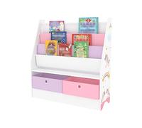 Estantería para niños neda con motivo unicornio 74 x 71 x 23 cm blanco/morado/rosa [en.casa]