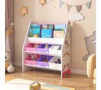 Estantería para niños ponteceso motivo unicornio aglomerado/tela 74 x 62 x 27 cm multicolor [en.casa]