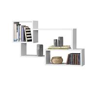[en.casa] Estantería para Pared Kvinesdal 87 x 18 x 54 cm con 3 Compartimientos de Almacenamiento Estante Flotante Decoración de Salón o Dormitorio hasta 13 kg Blanco