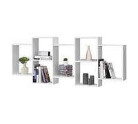 Estantería para pared jessheim con 7 compartimientos aglomerado 161 x 18 x 65 cm - blanco lacado mate [en.casa]