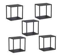 [en.casa] Estanteria Pared Nostened Juego de 5 Estantes Cubo Conjunto de Baldas Flotantes Pared para Sala Baño Cocina Dormitorio Acero 28 x 28 x 20 cm c/u - Negro