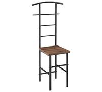 [en.casa] Galán de Noche Anaheim para Soporte para Trajes con Silla 107 x 44,5 x 45 cm Perchero con Asiento Barra para Colgar Silla Colgador Dormitorio Metal - Efecto nogal