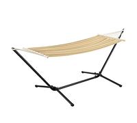 [en.casa] Hamaca con Soporte Surte Conjunto Completo Silla Colgante para Jardín Balcón Terraza Camping hasta 120 kg Exterior e Interior 300 x 100 x 105 cm - Beige