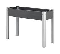 [en.casa] Huerto Urbano Beverwijk Mesa de Cultivo Rectangular Jardinera Soporte para Plantas Exterior Base de Rejilla Aluminio WPC 100 x 40 x 75 cm Gris Oscuro