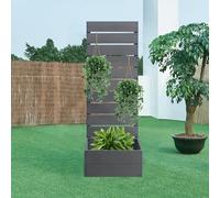 [en.casa] Jardinera Heerde con Biombo para Terraza Macetero con Pantalla de Privacidad para Jardín Patio Balcón WPC 150 x 56 x 38 cm - Gris