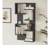 [en.casa] Juego de 2 Estanterías de Pared Omn En Forma de C 8 Estantes en Total Estantería Mural para Dormitorio Sala Oficina Aglomerado 93x24x15 cm - Antracita