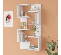 [en.casa] Juego de 2 Estanterías de Pared Omn En Forma de C 8 Estantes en Total Estantería Mural para Dormitorio Sala Oficina Aglomerado 93x24x15 cm - Blanco