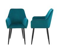Juego de 2 sillas de comedor hollola terciopelo y acero 86 x 57 x 56 cm- turquesa [en.casa]