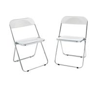 [en.casa] Juego de 2 Sillas Plegables Pornainen para Eventos y Hogar Asiento Auxiliar Máx. 120 kg/Silla Oficina Estilo Moderno Diseño Estable 74 x 46 x 47 cm Acero Plástico - Blanco