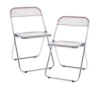Silla plegable pornainen transparente acero cromado 74x46x47 cm rosa - [en.casa]