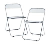 [en.casa] Juego de 2 Sillas Plegables Pornainen Transparentes para Eventos y Hogar Asiento Auxiliar Máx. 120 kg/Silla Oficina Estilo Moderno Diseño Estable 74 x 46 x 47 cm Acero Plástico