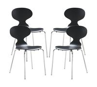 Conjunto de 4 sillas de comedor kil 80x47x48cm negro/cromo [en.casa]
