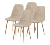 Juego de 4 sillas de comedor köfering textil/acero 88x44x55cm - marrón claro [en.casa]