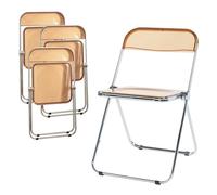 [en.casa] Juego de 4 Sillas Plegables Pornainen Transparentes para Eventos y Hogar Asiento Auxiliar Máx. 120 kg/Silla Estilo Moderno Diseño Estable 74 x 46 x 47 cm Acero Plástico - Naranja