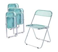 Set de 4 sillas plegables pornainen transparente 74x46x47cm verde menta [en.casa]