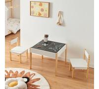 Conjunto infantil de mesa y 2 sillas smedjebacken con tableros pintables - blanco / natural [en.casa]