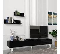 Juego de mueble de salón saarijärvi aglomerado 180 x 31 x 33 cm negro [en.casa]