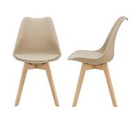 Juego de 2 sillas de comedor fläten estilo escandinavo 82x49x54cm cuero sintético - beige [en.casa]