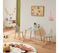 Juego infantil de mesa y 2 sillas hovle mdf en forma de nubes verde [en.casa]