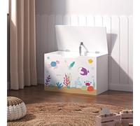 Juguetero para niños oleiros decoración marina aglomerado 40x60x30 cm blanco [en.casa]