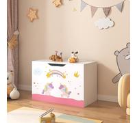 Juguetero para niños oleiros motivo unicornio aglomerado 40 x 60 x 30 cm multicolor [en.casa]